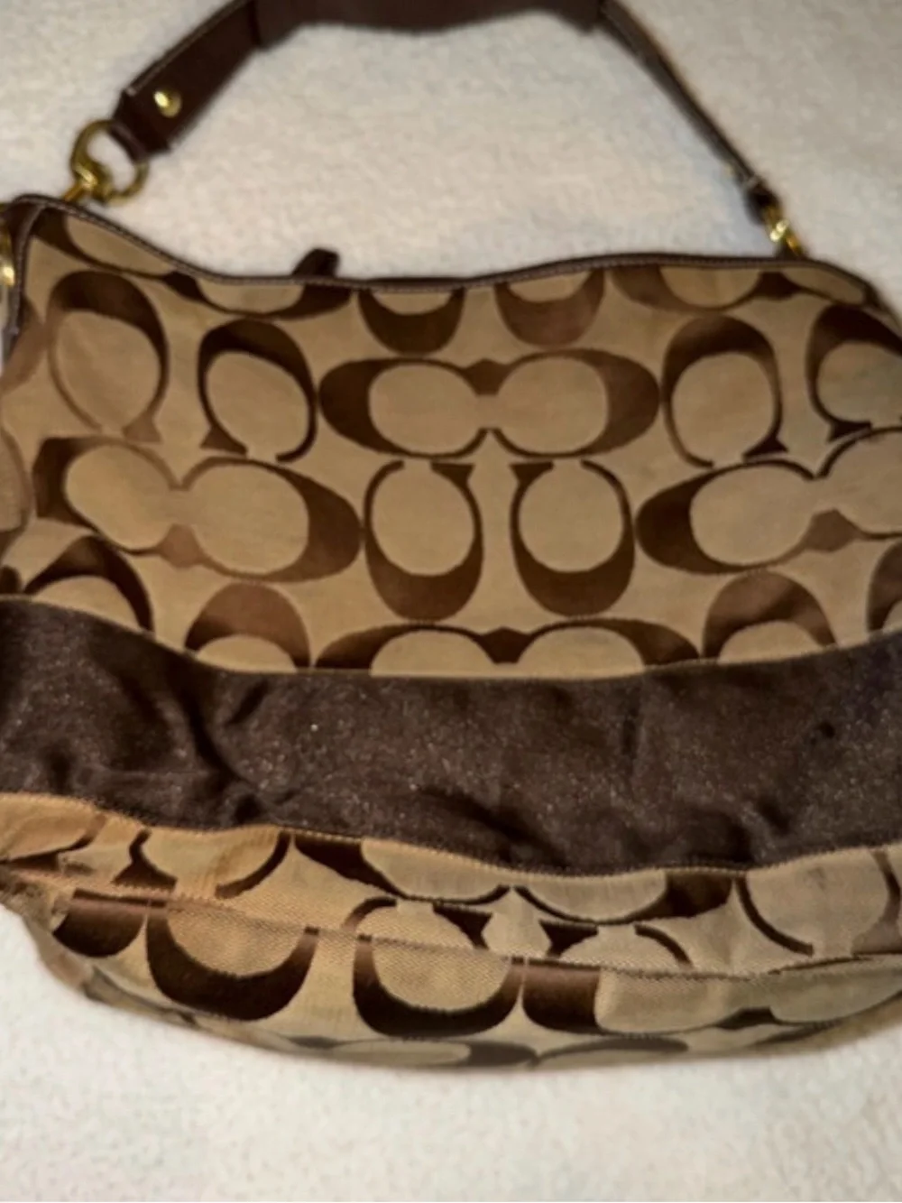 Vintage Coach Signature Canvas Hobo in Brown and Tan